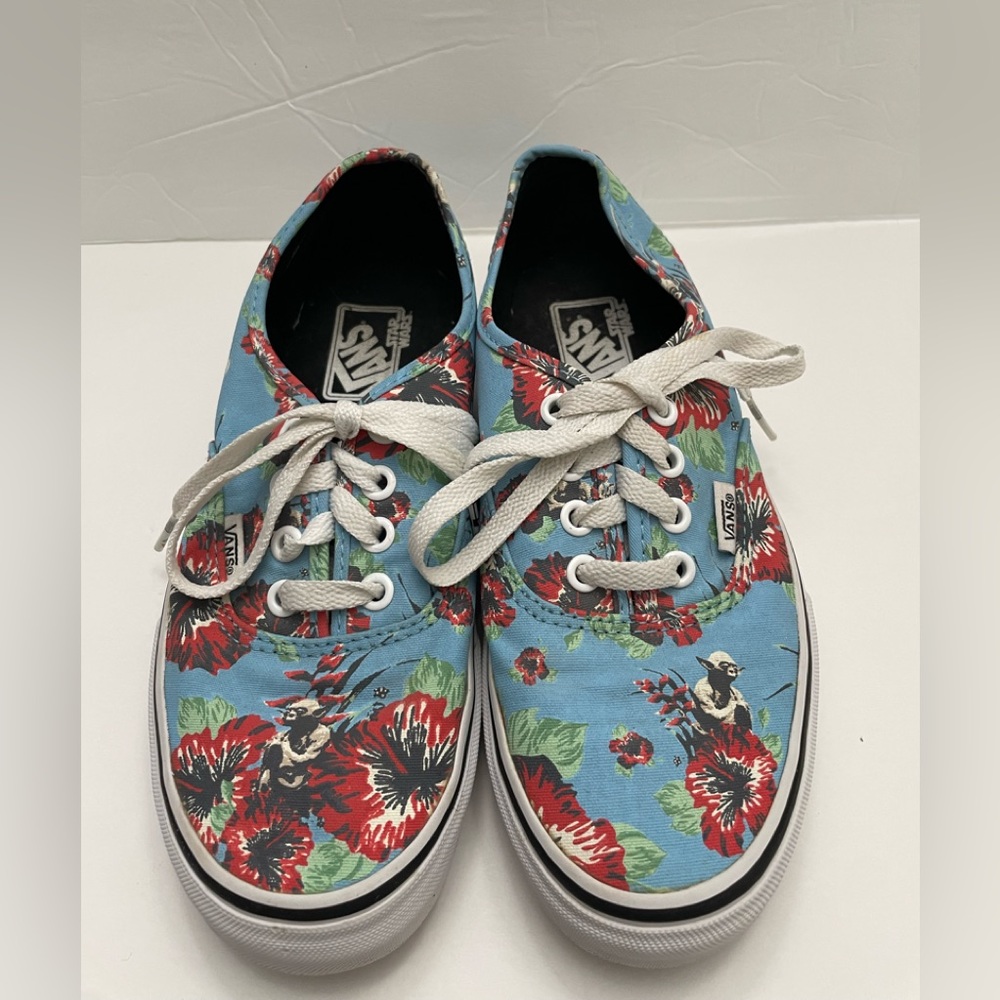 VANS Star Wars Yoda Blue Floral Hawaiian Canvas Shoes